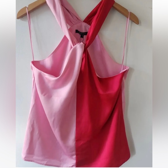 PORTMANS Spliced Pink Red Satin Halter Neck Top Blouse NWT - Picture 8 of 11